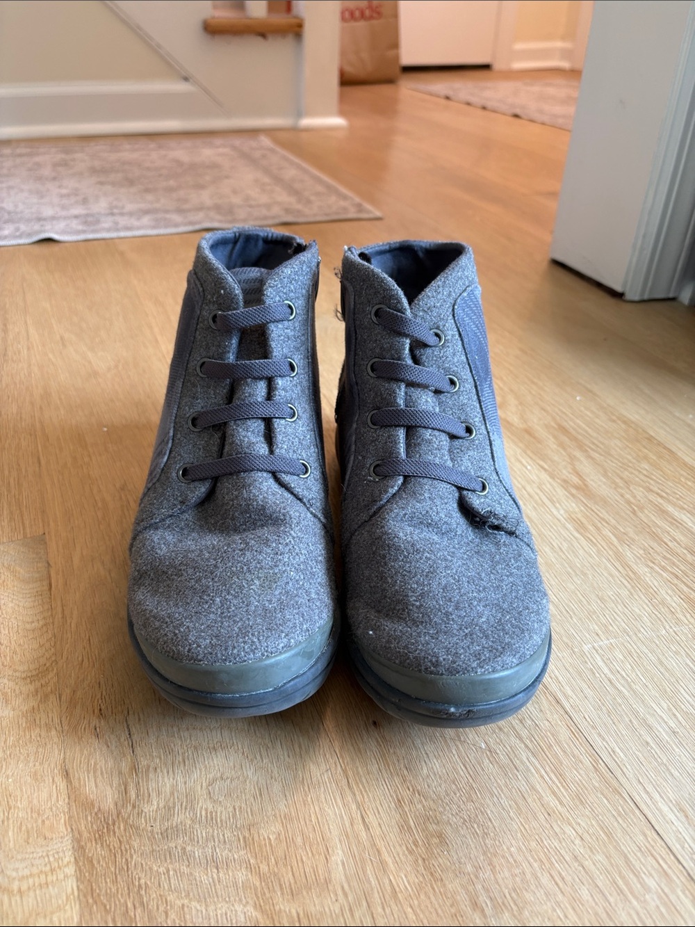 Bzees Gray Lace-Up Ankle Booties